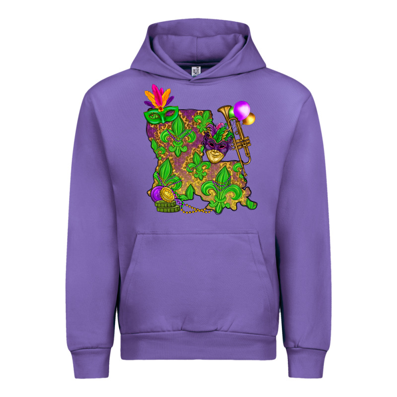 Louisiana Map Mardi Gras Urban Hoodie by NancyCooperArtShop | Teevron