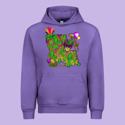 Louisiana Map Mardi Gras Urban Hoodie Designed By Nancycooperartshop