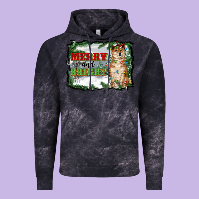 Merry And Bright Shiba Inu Vintage Hoodie Designed By Ranaportraitstore