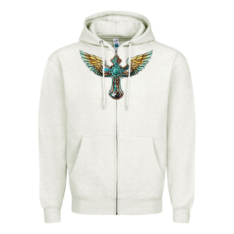 Western Cross Wings Zipper Hoodie by BarkalooDesign | Teevron