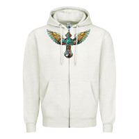 Oatmeal Heather western cross wings Zipper Hoodie - BarkalooDesign