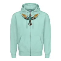 Seafoam western cross wings Zipper Hoodie - BarkalooDesign