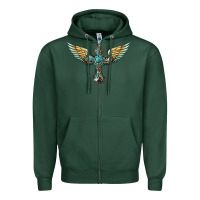 Sports Green western cross wings Zipper Hoodie - BarkalooDesign