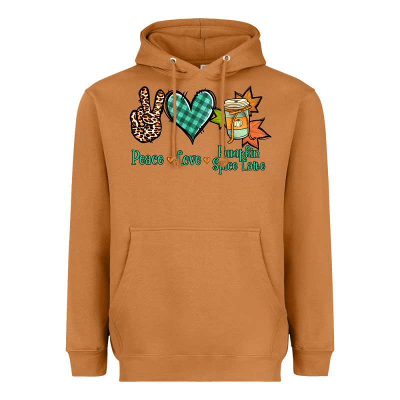 Peace Love Pumpkin Spice Latte Heavyweight Hoodie by NancyCooperArtShop | Teevron