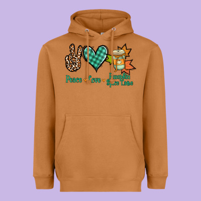 Peace Love Pumpkin Spice Latte Heavyweight Hoodie Designed By Nancycooperartshop