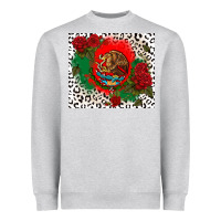 Heather Grey mexican flag and roses Heavyweight Sweatshirt - CTS Tumbler Store