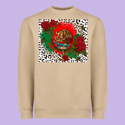 Mexican Flag And Roses Heavyweight Sweatshirt Designed By Cts Tumbler Store