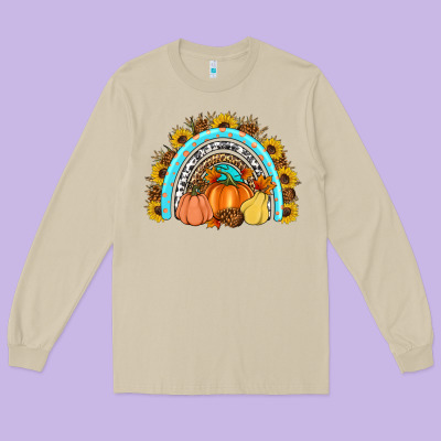 Fall Rainbow Long Sleeve Tee Designed By Artiststas