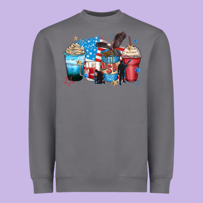 Usa Coffee Cups Heavyweight Sweatshirt Designed By Zillion Design Studio