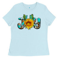 Baby Blue joy with sunflower and cactus ado Ladies Tee - AdoDesignShop