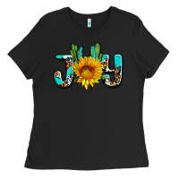Black joy with sunflower and cactus ado Ladies Tee - AdoDesignShop