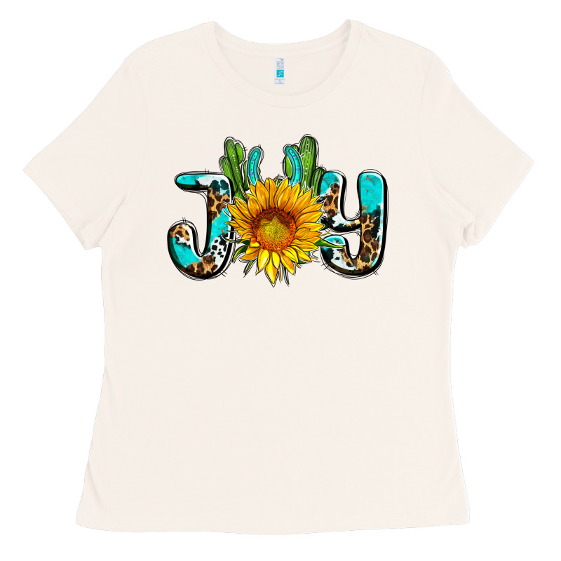Joy With Sunflower And Cactus Ado Ladies Tee by AdoDesignShop | Teevron