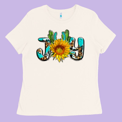 Joy With Sunflower And Cactus Ado Ladies Tee Designed By Adodesignshop