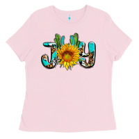 Bubblegum Pink joy with sunflower and cactus ado Ladies Tee - AdoDesignShop