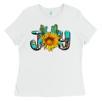 White joy with sunflower and cactus ado Ladies Tee - AdoDesignShop