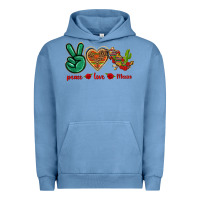 Pigment Pebble Blue Peace Love Mexico Urban Hoodie - texasbilliewilder