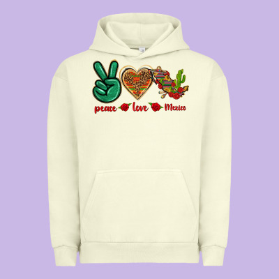 Peace Love Mexico Urban Hoodie Designed By Texasbilliewilder