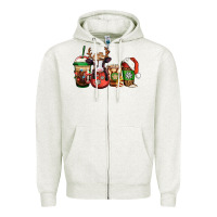 Oatmeal Heather christmas baby calf coffee cups Zipper Hoodie - Jasminsmagicworld