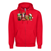 Red christmas baby calf coffee cups Zipper Hoodie - Jasminsmagicworld