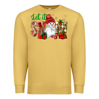Antique Gold let it snow with snowman Premium Sweatshirt - NancyCooperArtShop