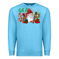 Ocean Blue let it snow with snowman Premium Sweatshirt - NancyCooperArtShop