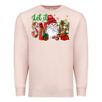 Pale Pink let it snow with snowman Premium Sweatshirt - NancyCooperArtShop