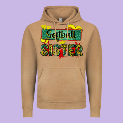 Softball Sister With Leopard Vintage Hoodie Designed By Zillion Design Studio