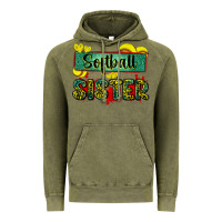 Vintage Olive softball sister with leopard Vintage Hoodie - Zillion Design Studio