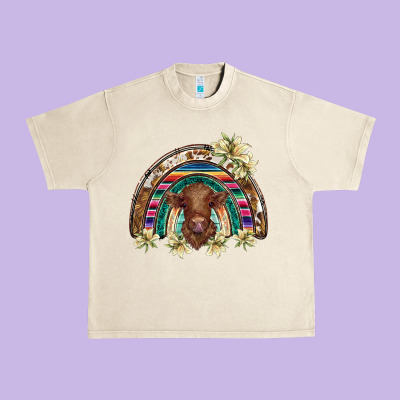 Scottish Calf Rainbow Urban Heavy Tee Designed By Barkaloodesign