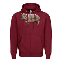 Burgundy hippopotamus Zipper Hoodie - LillyAllenDesigns
