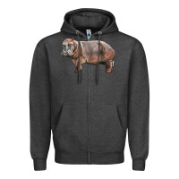 Charcoal Heather hippopotamus Zipper Hoodie - LillyAllenDesigns