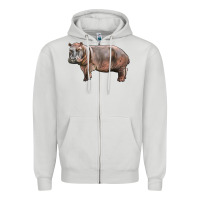 Dove Grey hippopotamus Zipper Hoodie - LillyAllenDesigns