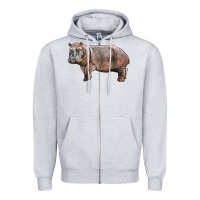 Heather Grey hippopotamus Zipper Hoodie - LillyAllenDesigns