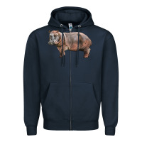 Navy hippopotamus Zipper Hoodie - LillyAllenDesigns