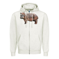 Oatmeal Heather hippopotamus Zipper Hoodie - LillyAllenDesigns