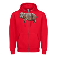 Red hippopotamus Zipper Hoodie - LillyAllenDesigns