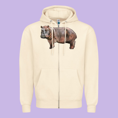 Hippopotamus Zipper Hoodie Designed By Lillyallendesigns