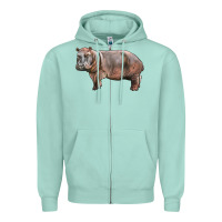 Seafoam hippopotamus Zipper Hoodie - LillyAllenDesigns