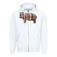 White hippopotamus Zipper Hoodie - LillyAllenDesigns