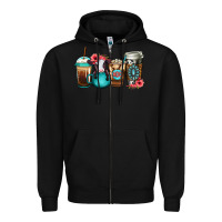 Black Baby calf coffee cups Zipper Hoodie - Jasminsmagicworld