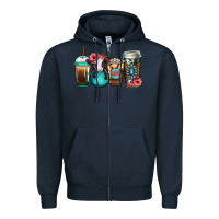Navy Baby calf coffee cups Zipper Hoodie - Jasminsmagicworld