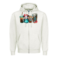 Oatmeal Heather Baby calf coffee cups Zipper Hoodie - Jasminsmagicworld