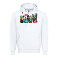 White Baby calf coffee cups Zipper Hoodie - Jasminsmagicworld