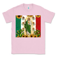 Bubblegum Pink San Judas with Mexican Flag Classic Tee - JahusDesignShop