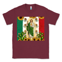 Burgundy San Judas with Mexican Flag Classic Tee - JahusDesignShop
