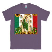 Lavender San Judas with Mexican Flag Classic Tee - JahusDesignShop