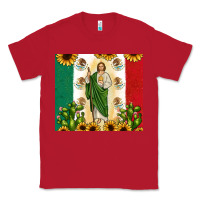 Red San Judas with Mexican Flag Classic Tee - JahusDesignShop