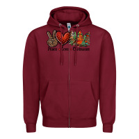 Burgundy Peace love western christmas trees Zipper Hoodie - Jasminsmagicworld