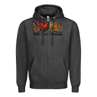 Charcoal Heather Peace love western christmas trees Zipper Hoodie - Jasminsmagicworld