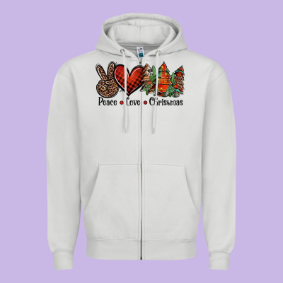 Peace Love Western Christmas Trees Zipper Hoodie Designed By Jasminsmagicworld
